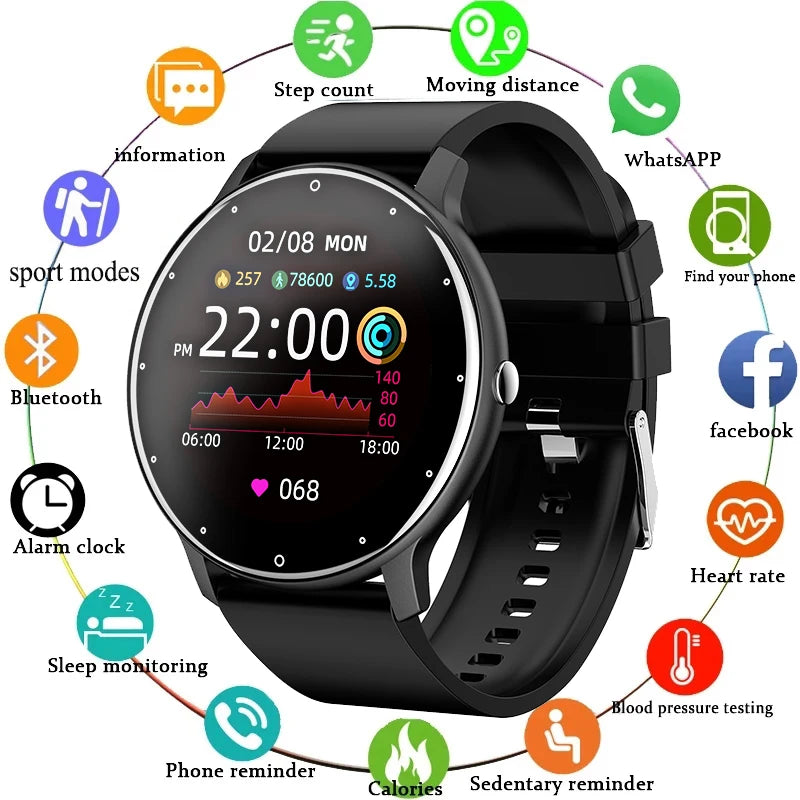 Novo Relógio Inteligente Feminino Masculino Esporte Fitness Smartwatch Relógios À Prova D'Água Bluetooth Monitor de Sono e Frequência Cardíaca para Android iOS